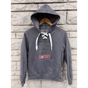Disney Charcoal Gray Lace-Up Hockey Hoodie with Red Accent